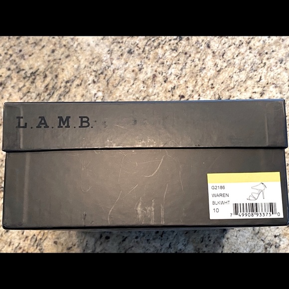 L.A.M.B black and white open toe heels. Worn once - Picture 4 of 6